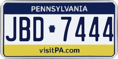 PA license plate JBD7444