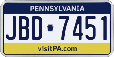 PA license plate JBD7451