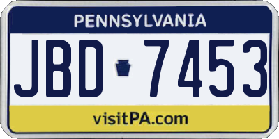 PA license plate JBD7453