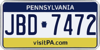 PA license plate JBD7472