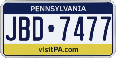 PA license plate JBD7477