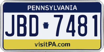 PA license plate JBD7481
