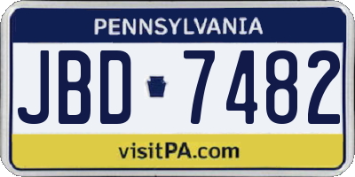 PA license plate JBD7482