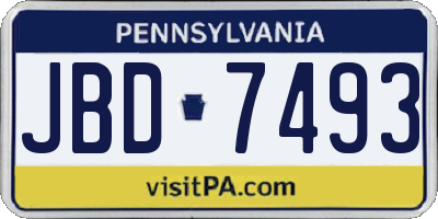 PA license plate JBD7493