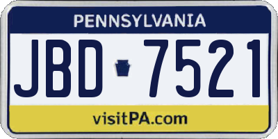 PA license plate JBD7521