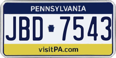 PA license plate JBD7543