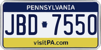 PA license plate JBD7550