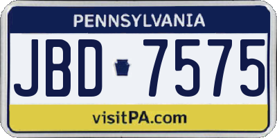 PA license plate JBD7575