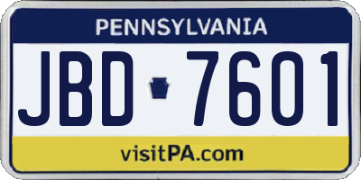 PA license plate JBD7601