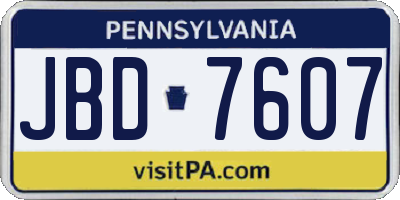 PA license plate JBD7607