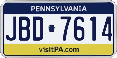 PA license plate JBD7614