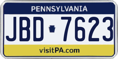 PA license plate JBD7623