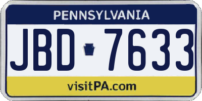 PA license plate JBD7633