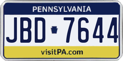PA license plate JBD7644