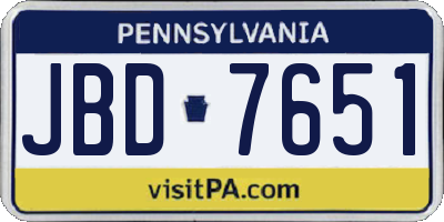 PA license plate JBD7651
