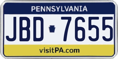 PA license plate JBD7655