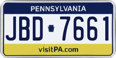 PA license plate JBD7661