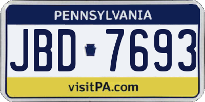 PA license plate JBD7693