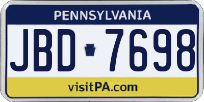 PA license plate JBD7698