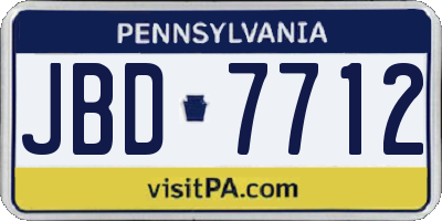 PA license plate JBD7712