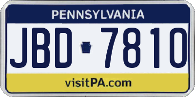 PA license plate JBD7810