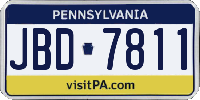 PA license plate JBD7811