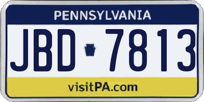 PA license plate JBD7813