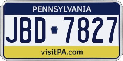PA license plate JBD7827