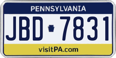 PA license plate JBD7831