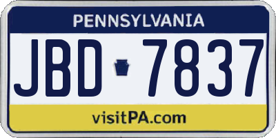PA license plate JBD7837