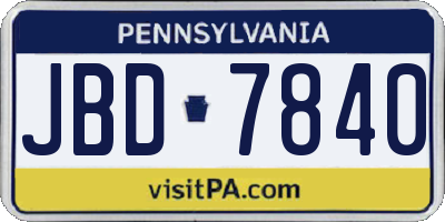 PA license plate JBD7840