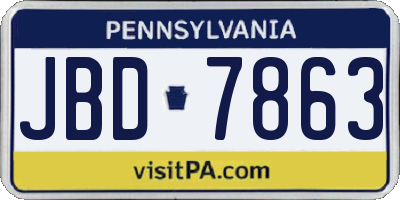 PA license plate JBD7863