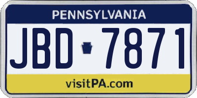 PA license plate JBD7871