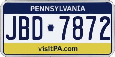 PA license plate JBD7872
