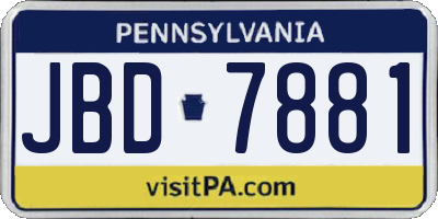 PA license plate JBD7881
