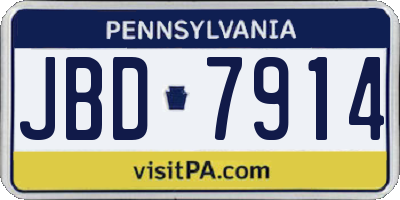 PA license plate JBD7914