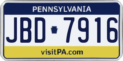 PA license plate JBD7916