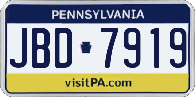 PA license plate JBD7919