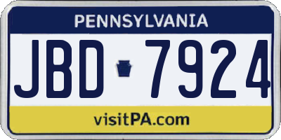 PA license plate JBD7924