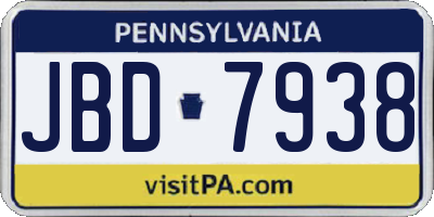 PA license plate JBD7938