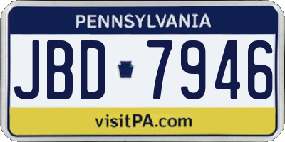 PA license plate JBD7946