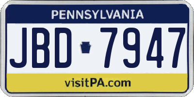 PA license plate JBD7947