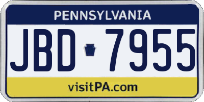 PA license plate JBD7955