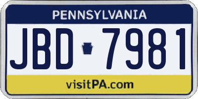 PA license plate JBD7981