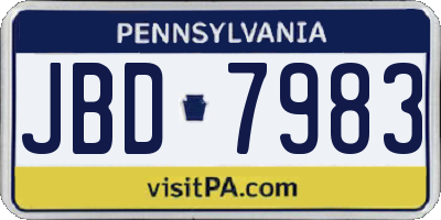 PA license plate JBD7983