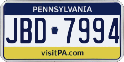 PA license plate JBD7994