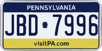 PA license plate JBD7996