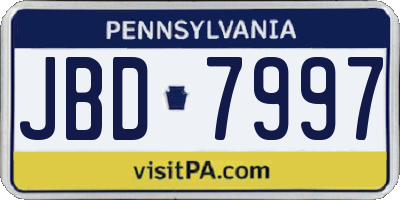 PA license plate JBD7997