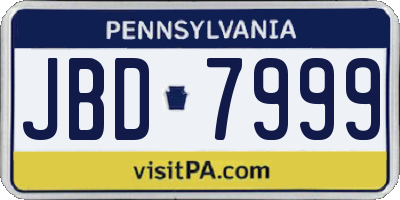 PA license plate JBD7999