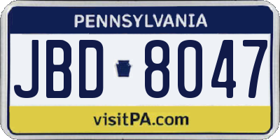 PA license plate JBD8047